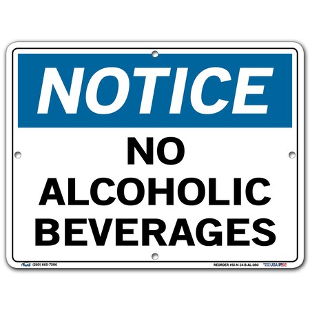 Vestil Aluminum Sign, 9-1/2" Height, 12-1/2" Width, Aluminum, Rectangle, English SI-N-14-B-AL-080